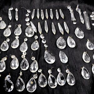 Vintage Crystal Lamp Parts, Prism Drops, Assorted Shapes Lot Six